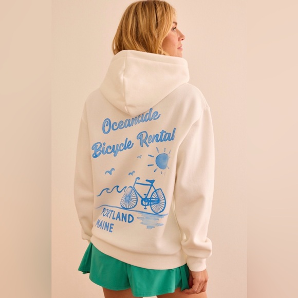 Altar'd State Tops - Altar'd State Cream Hoodie with Blue Graphic